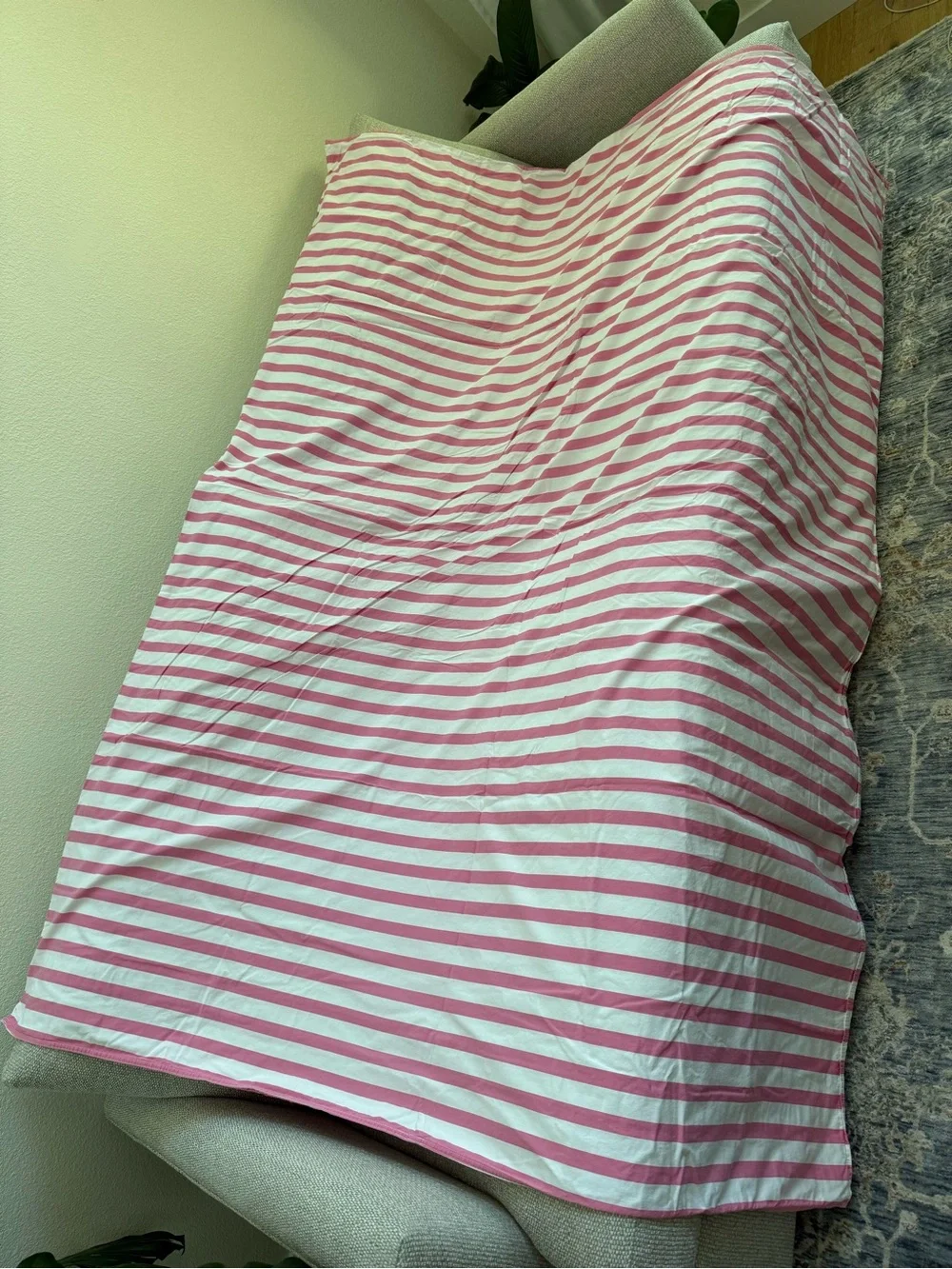 Hanna Home Pink White Stripe Twin Duvet Cover 100% Cotton 61 x 81